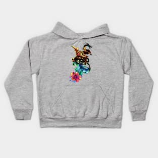 Awesome eye with clock and dragon Kids Hoodie